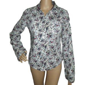 Tommy Hilfiger Floral Button Down Shirt - White, Blue and Red